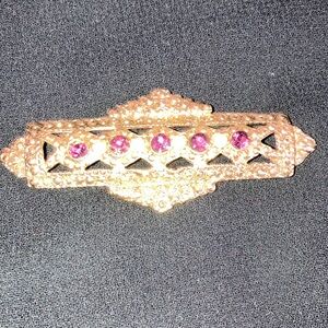 Elegant Goldtone  and Purple Brooch